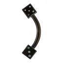 Black Anodized Eyebrow Curved Bar Blackline Ring w/ Two Dices