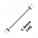 Industrial-Piercing Barbell 1.6 mm / 14G Stahl 316L Zwei Würfeln
