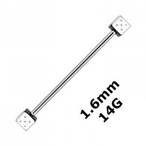 Industrial-Piercing Barbell 1.6 mm / 14G Stahl 316L Zwei Würfeln