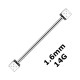 Industrial-Piercing Barbell 1.6 mm / 14G Stahl 316L Zwei Würfeln