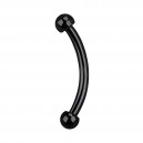 Micro-Augenbrauenpiercing Blackline 1.0 mm / 18 G Eloxiert Schwarz Halbkugeln