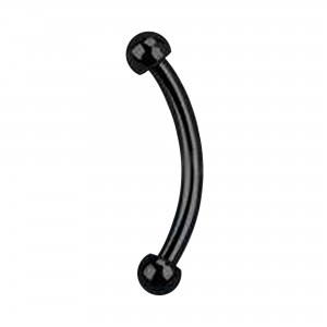 Micro-Augenbrauenpiercing Blackline 1.0 mm / 18 G Eloxiert Schwarz Halbkugeln
