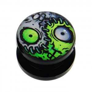 Lobus- / Ohr-Plug Acryl Schwarz Logo Zombie