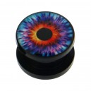 Lobus- / Ohr-Plug Acryl Schwarz Logo Auge Teufel