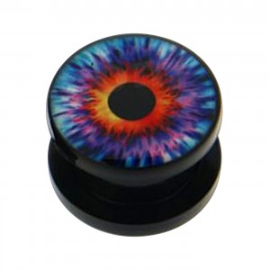 Lobus- / Ohr-Plug Acryl Schwarz Logo Auge Teufel