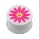 Ohr-Plug Biokompatiblen Silikon Blume 12 Blütenblätter Rosa / Weiß