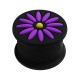 Plug Oreille Silicone Biocompatible Fleur 12 P&eacute;tales Violet / Noir