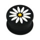 Plug Oreja Silicona Biocompatible Flor 12 P&eacute;talos Blanco / Negro