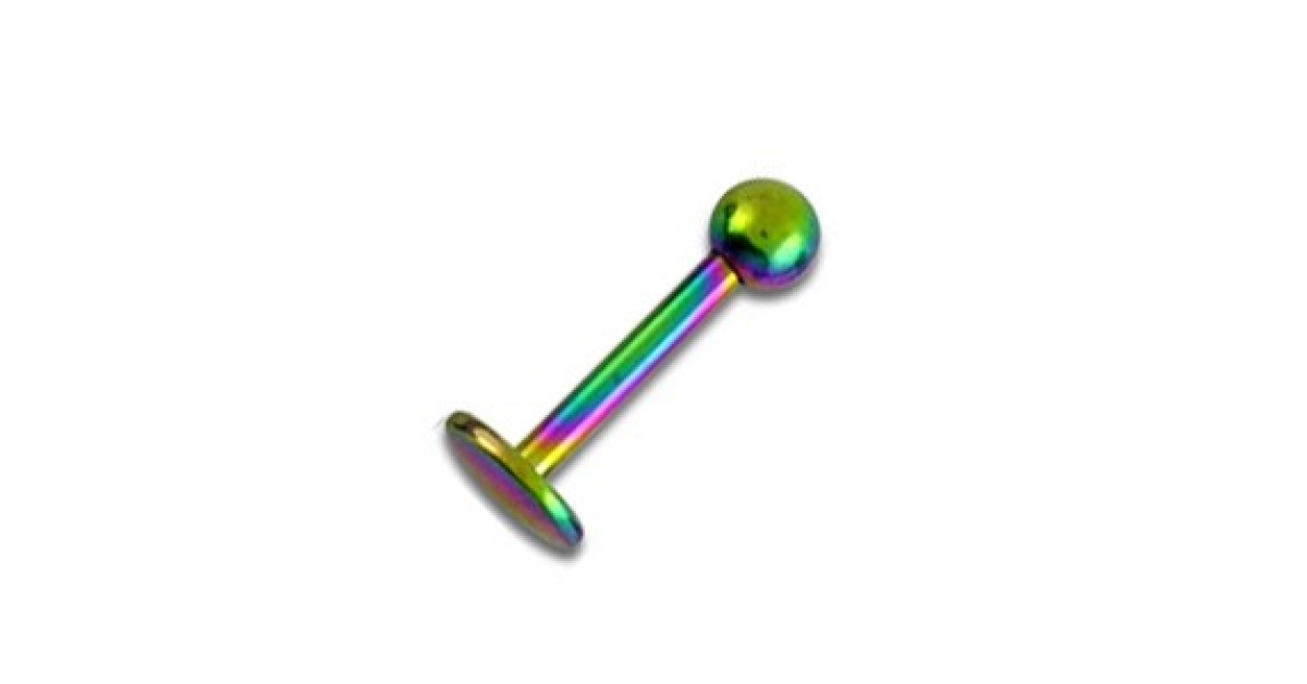 Rainbow Anodized Grade 23 Titanium Tragus / Labret Bar Stud Ring w/ Ball