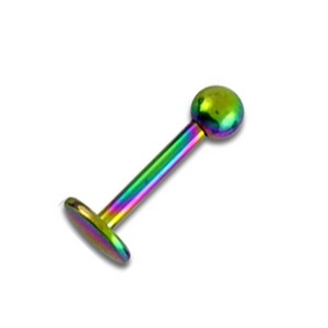 Rainbow Anodized Grade 23 Titanium Tragus / Labret Bar Stud Ring w/ Ball