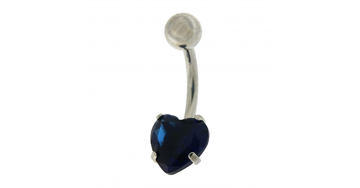 Piercing Nombril Banane Argent Bleu - Papillon Strass Titane 1,6 Mm