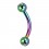 Rainbow Anodized Eyebrow Curved Bar Ring w/ Two White Strass Balls