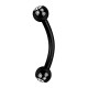 Black Anodized Eyebrow Curved Bar Ring w/ Two White Strass Balls
