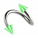 Helix Piercing Twisted Ring w/ Green/White Bicolor Spikes