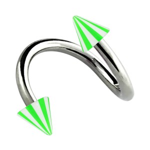 Spirale Piercing Helix Acryl Spitzen Zweifarbig Grün / Weiß