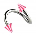 Helix Piercing Twisted Ring w/ Pink/White Bicolor Spikes