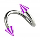 Espiral Piercing Hélix Acrílico Spikes Bicolor Púrpura / Blanco