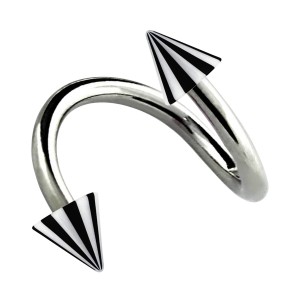 Spiral-Piercing Helix Acryl Spitzen Zweifarbig Schwarz / Weiß