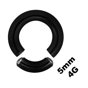 Dickes Genitalpiercing / Segment-Ring Blackline Eloxiert Schwarz 5 mm / 4 G