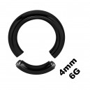 4mm/6G Black Anodized Blackline Big Size Segment/Genital Piercing Ring