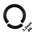 Dickes Genitalpiercing / Segment-Ring Blackline Eloxiert Schwarz 3.2 mm / 8 G