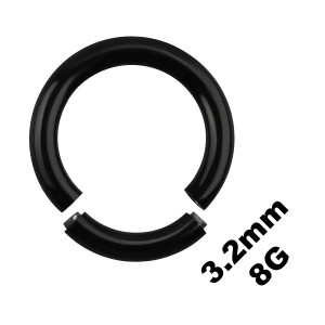 Dickes Genitalpiercing / Segment-Ring Blackline Eloxiert Schwarz 3.2 mm / 8 G