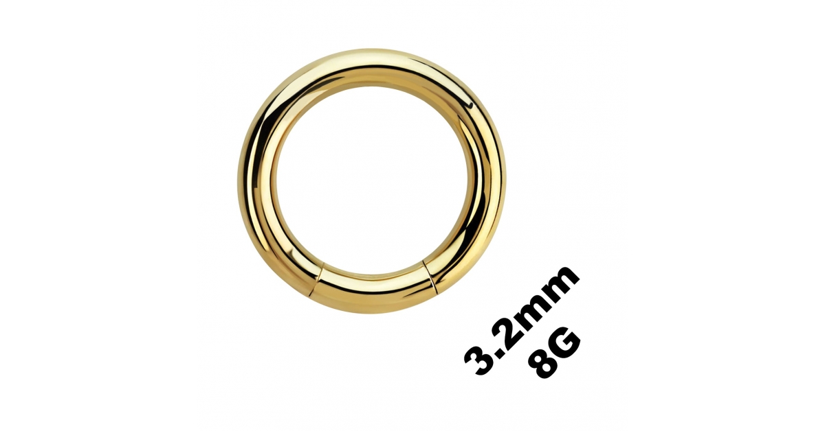 3.2mm/8G Gold Anodized Big Size Segment/Genital Piercing Ring