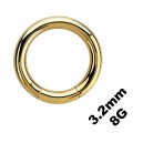 Dickes Genitalpiercing / Segment-Ring Eloxiert Golden 3.2 mm / 8 G