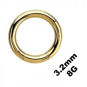Dickes Genitalpiercing / Segment-Ring Eloxiert Golden 3.2 mm / 8 G