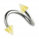 Helix Piercing Twisted Ring w/ Yellow/White Checkered Spikes