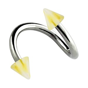 Helix Piercing Twisted Ring w/ Yellow/White Checkered Spikes