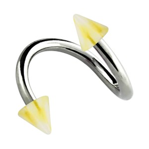 Spiral-Piercing Helix Acryl Spitzen Karierten Gelb / Weiß