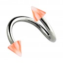 Helix Piercing Twisted Ring w/ Orange/White Checkered Spikes