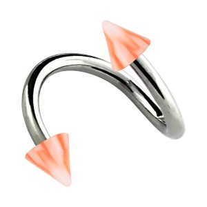 Spiral-Piercing Helix Acryl Spitzen Karierten Orange / Wei&szlig;