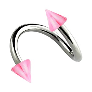 Spiral-Piercing Helix Acryl Spitzen Karierten Rosa / Wei&szlig;
