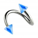 Helix Piercing Twisted Ring w/ Dark Blue/White Checkered Spikes