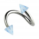 Helix Piercing Twisted Ring w/ Light Blue/White Checkered Spikes