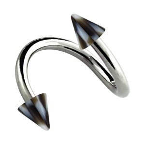 Spiral-Piercing Helix Acryl Spitzen Karierten Schwarz / Wei&szlig;