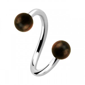 Spiral-Piercing Helix / Lippe / Ohr Zwei Kugeln Sonoholz