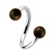 Earlobe/Lip/Helix Twisted Barbell Ring w/ Two Sono Wood Balls