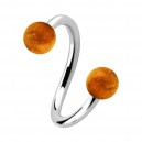 Spiral-Piercing Helix / Lippe / Ohr Zwei Kugeln Teakholz