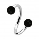 Spiral-Piercing Helix / Lippe / Ohr Zwei Kugeln Holz Areng