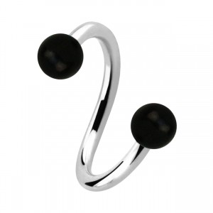 Spiral-Piercing Helix / Lippe / Ohr Zwei Kugeln Holz Areng