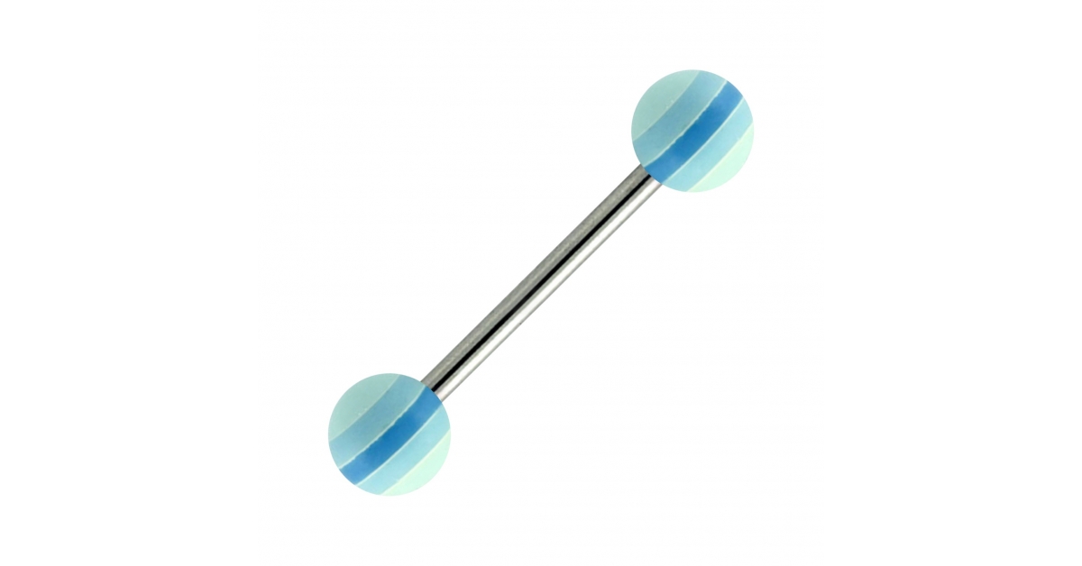 Acrylic Tongue Bar Ring w/ Blue Circles Votre Piercing
