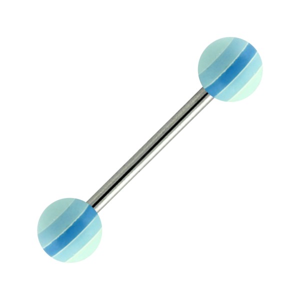 Acrylic Tongue Bar Ring w/ Blue Circles Votre Piercing