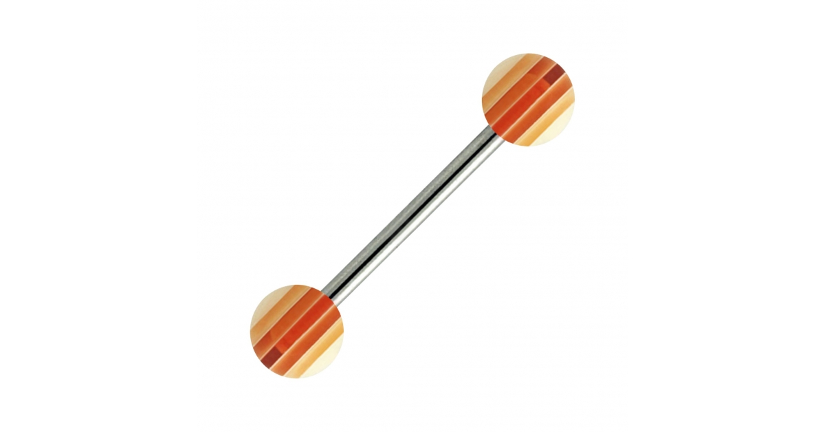 Acrylic Tongue Bar Ring w/ Brown Circles Votre Piercing