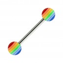 Acrylic Tongue Bar Ring w/ Rainbow Circles