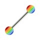 Acrylic Tongue Bar Ring w/ Rainbow Circles