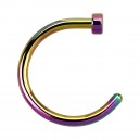 Rainbow Anodized Opened Nose Ring Piercing w/ Top Cylinder