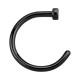 Black Anodized Blackline Opened Nose Ring Piercing w/ Top Cylinder